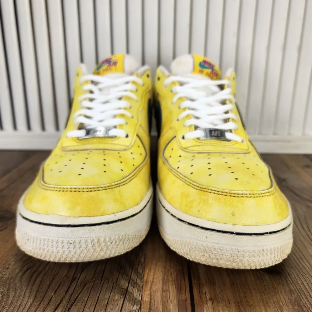 Nike Air Force 1 Peace Love & Basketball Sneakers Mens Sz 9.5 Yellow DC1416-700